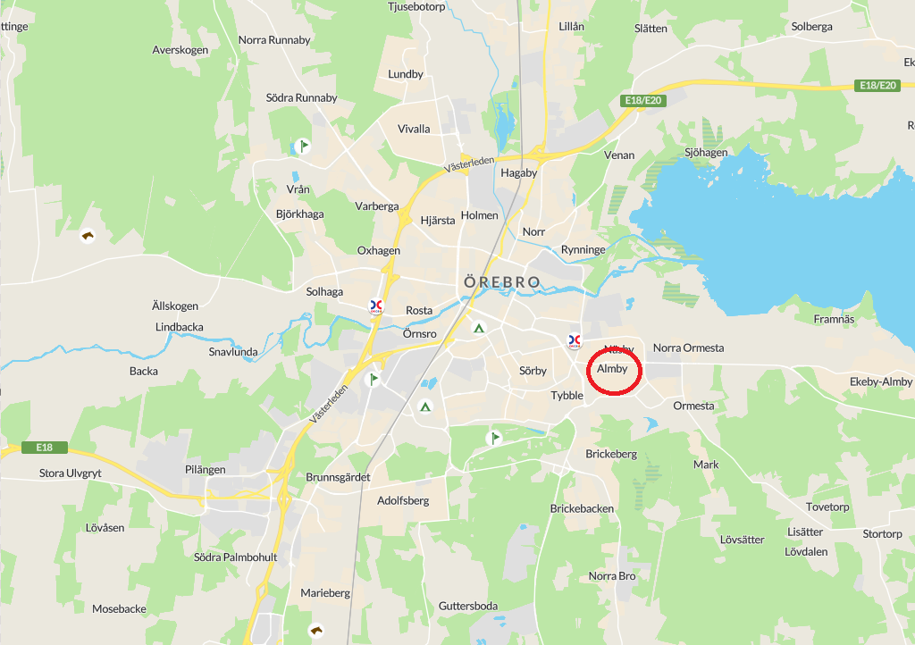 Map showing location in Almby